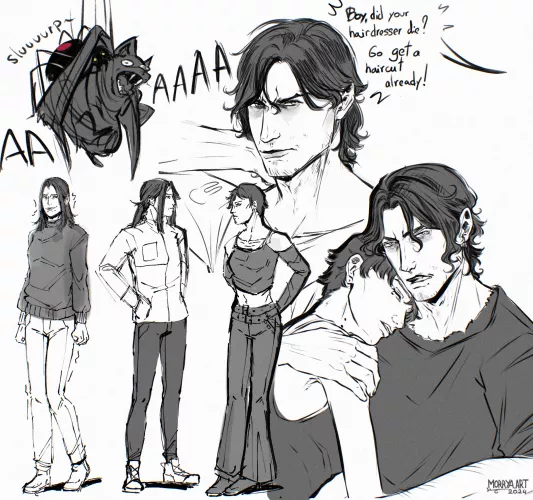 Some sketches with my bat boy, Alexander and spider girl, Gloria.