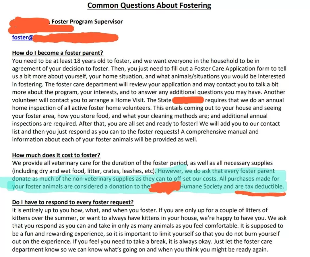 Form is done, and my home check is scheduled for next month It's time to help donate supplies for the fosters! Don't forget, any donations you make are tax deductible, & when the time comes that I cease fostering, all of the supplies ya'll sent wi
