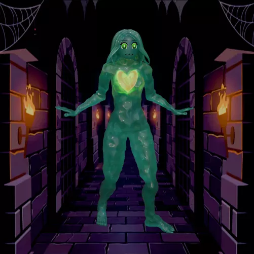 Modelled a slime gal! Really happy with how the heart turned out