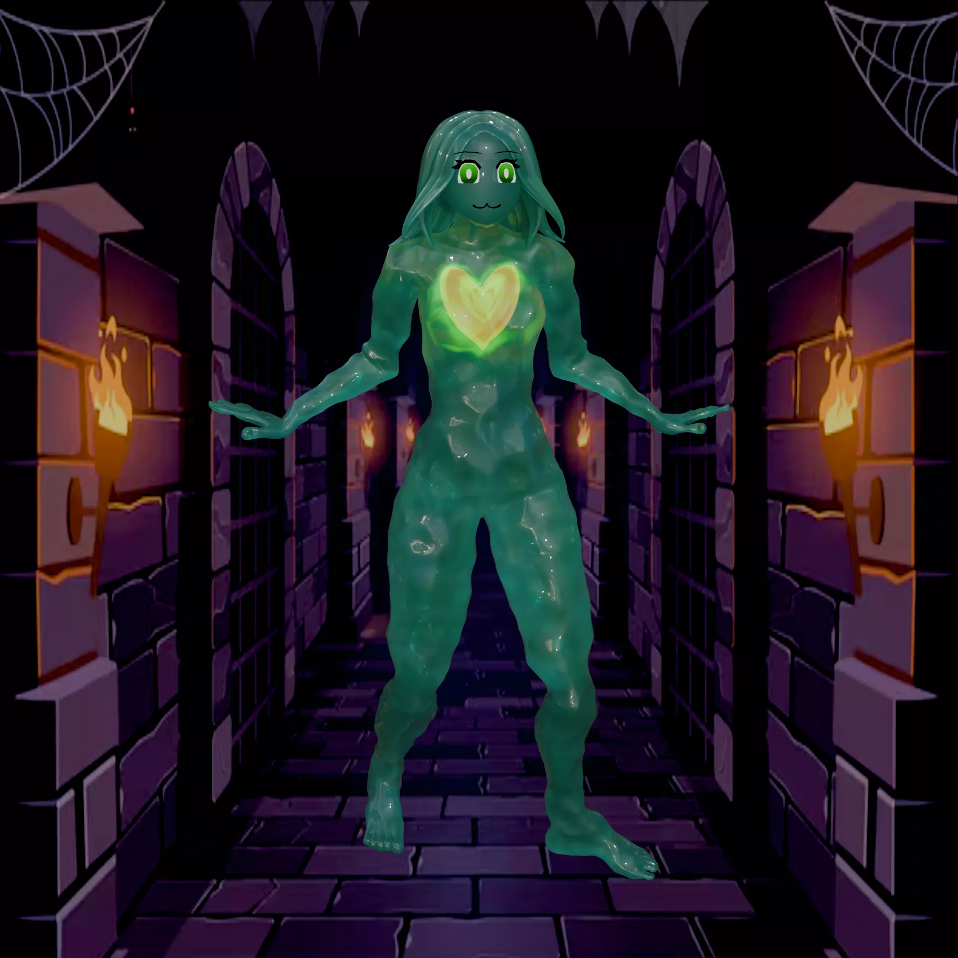 Modelled a slime gal! Really happy with how the heart turned out