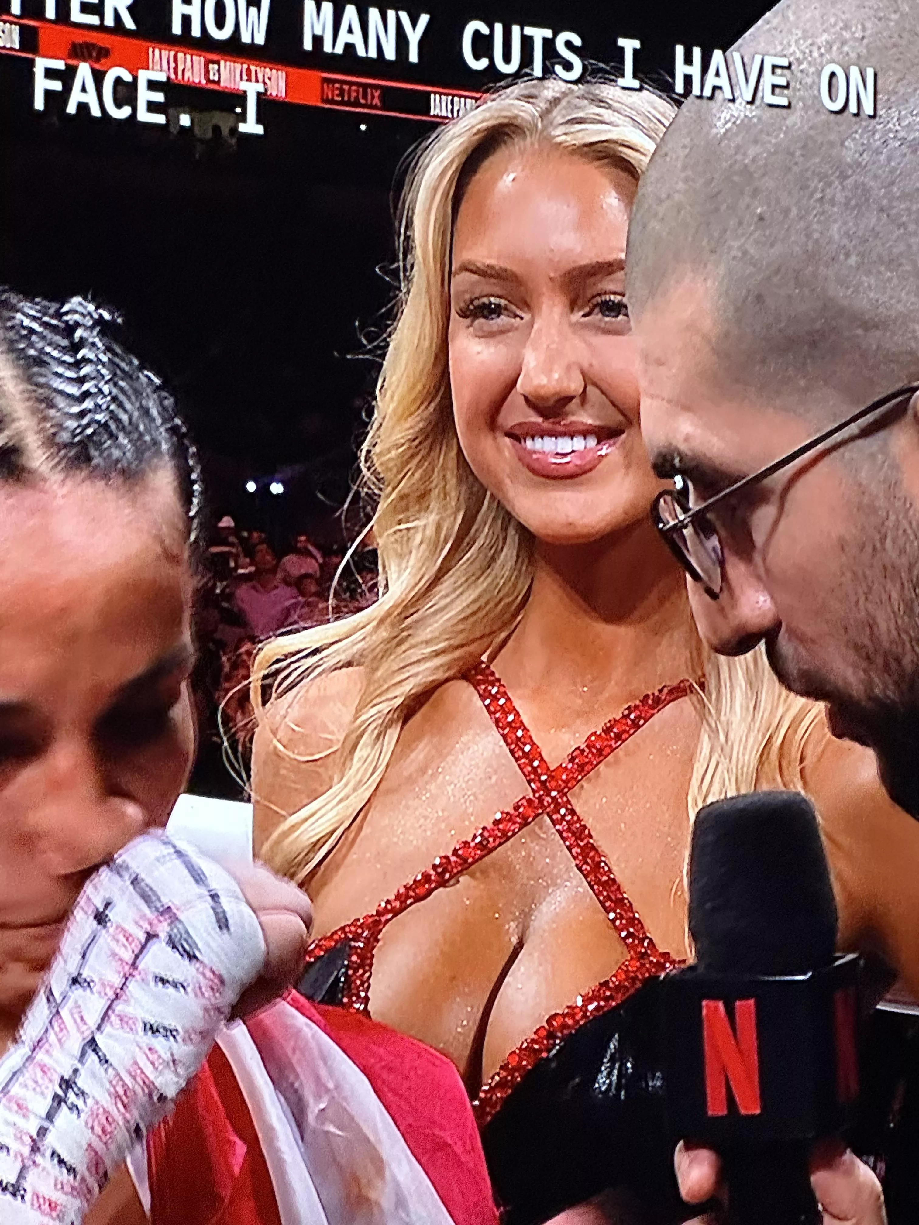 Not a porn, but who is the blonde ring girl from Katie Taylor fight?