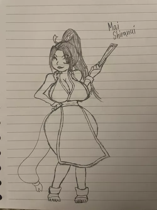 Sketch of Mai Shiranui drawn by me