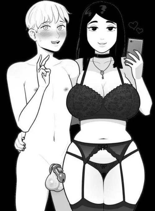 Wife Keyholder, Husband Locked in Chastity.   The way it should be.   