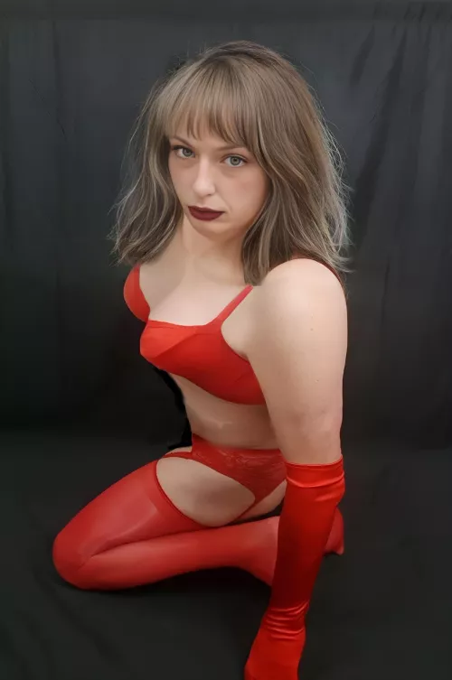 Red bra & matching stockings