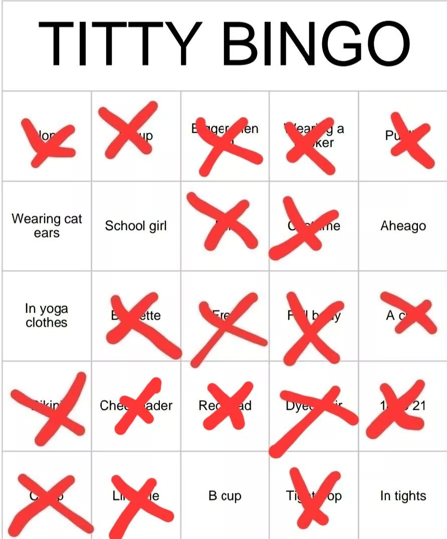 30M a few spots left on my first bingo card id love help finishing it or just for titty Tuesday either way works 