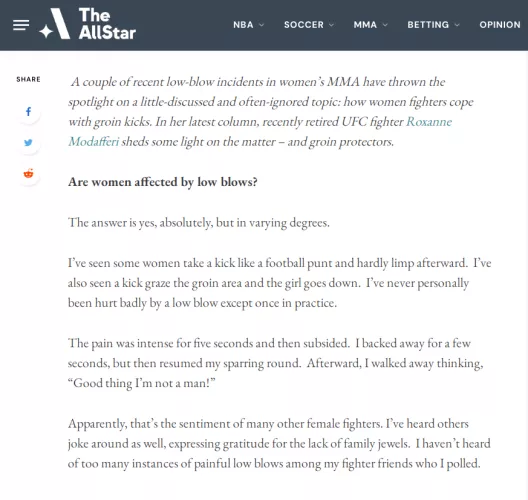 A Interesting Article on Female Low-Blows in MMA (Article in Stickied Comment)