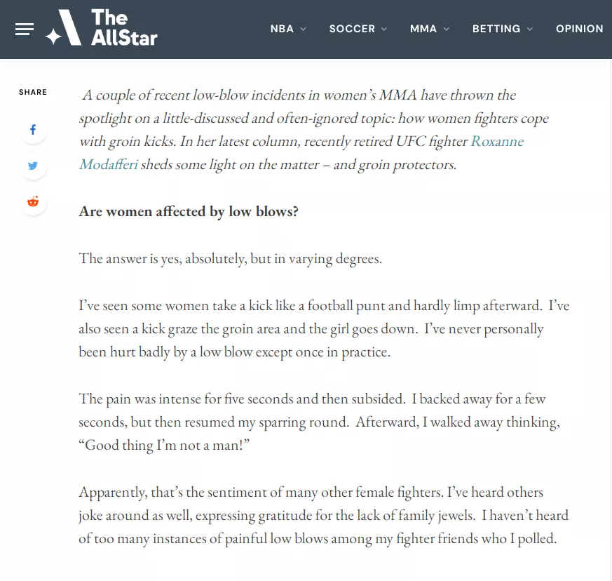 A Interesting Article on Female Low-Blows in MMA (Article in Stickied Comment)