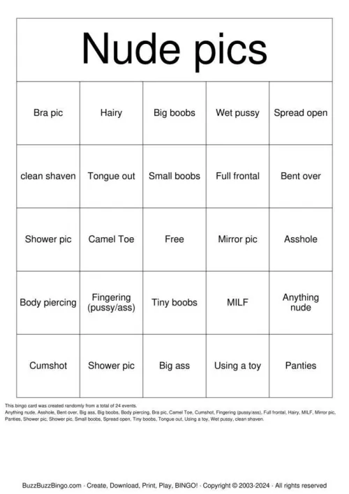 Any ladies wanna help complete a bingo card won’t post without consent 