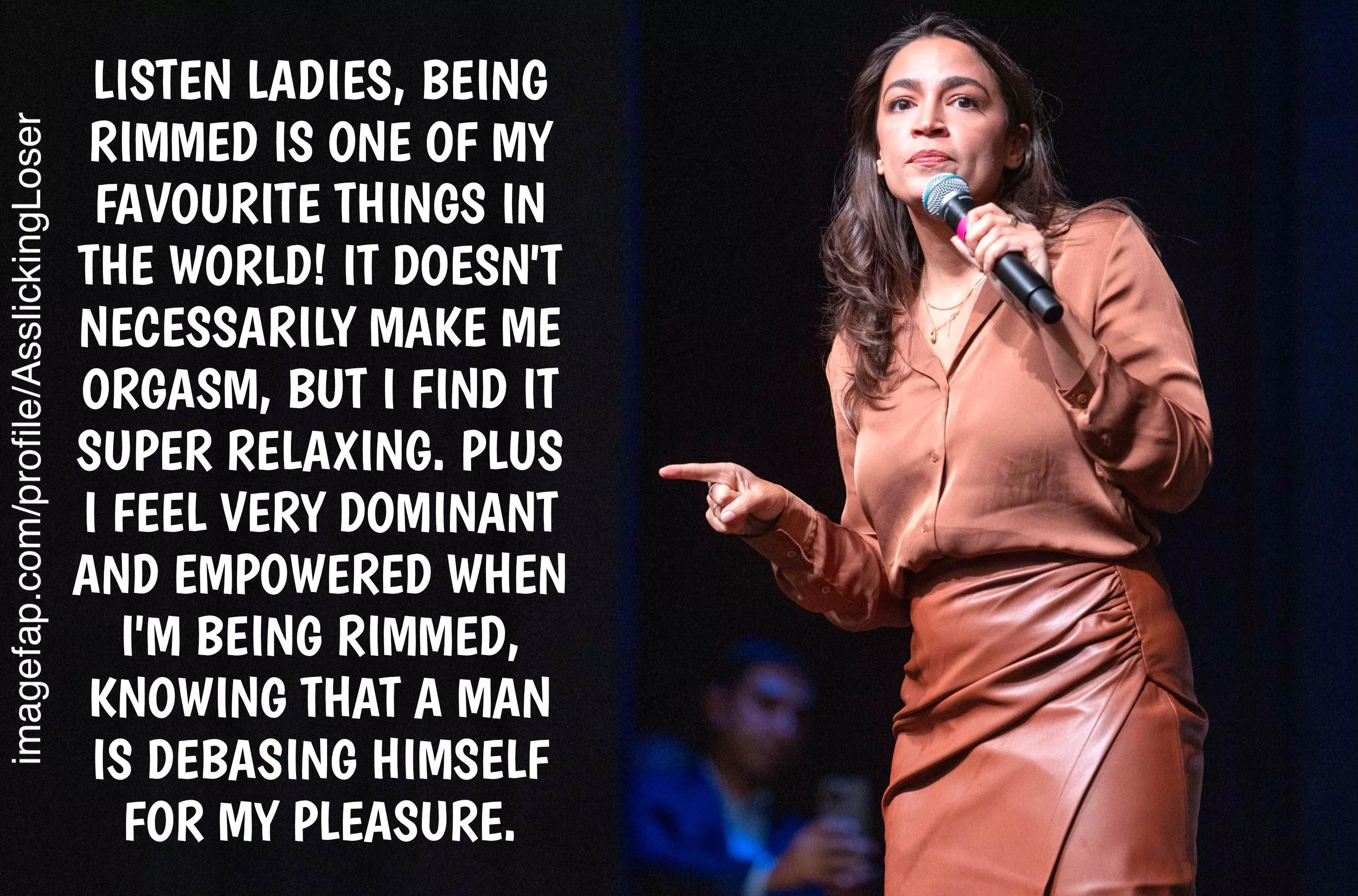AOC fantasy caption by AsslickingLoser on ImageFap, not an actual AOC quote obviously