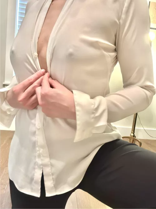 Braless and unbuttoning