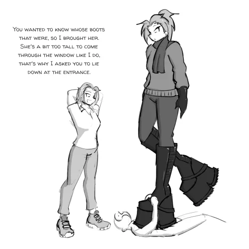 I'm sure she would fit easily through the window, but this is more convenient.