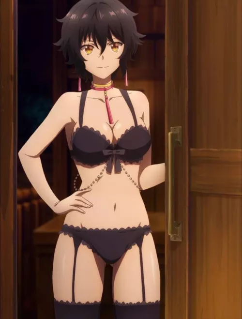 Lemia in her black lingerie