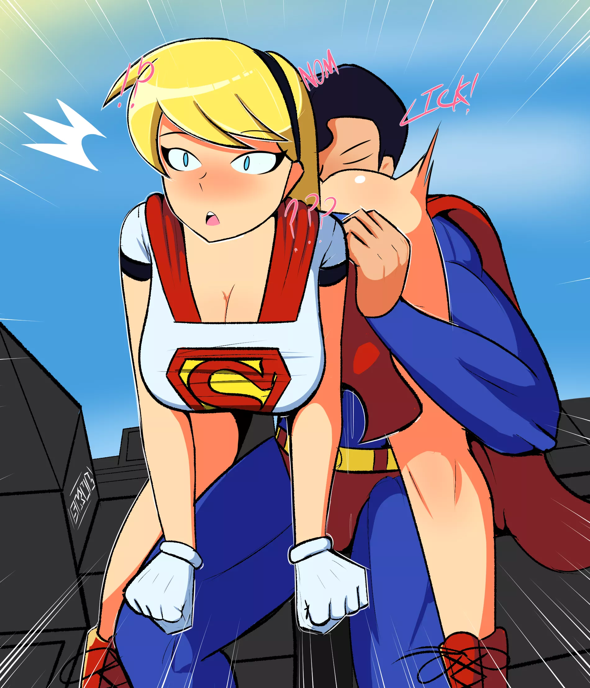 Supergirl and Superman surprise (Skulkitten)