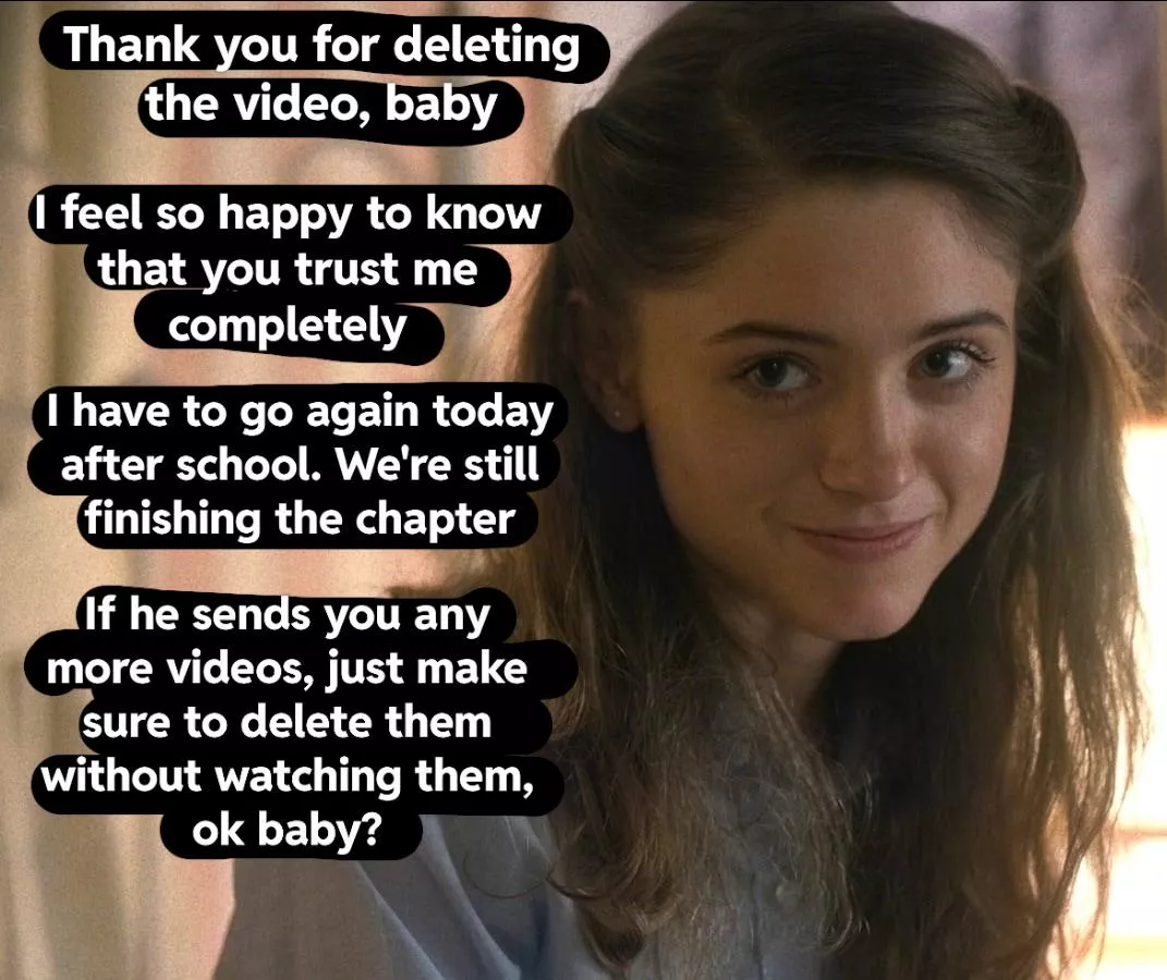 Your bully convinced your girlfriend, Natalia Dyer, to help him study yesterday for his finals. This morning he sent you a video titled 'This your gf bro?', which she BEGGED you not to open and delete. She can't help but fall a little more in love wit
