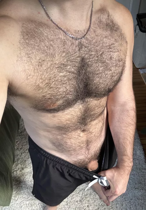 Hairy chest and a little peak