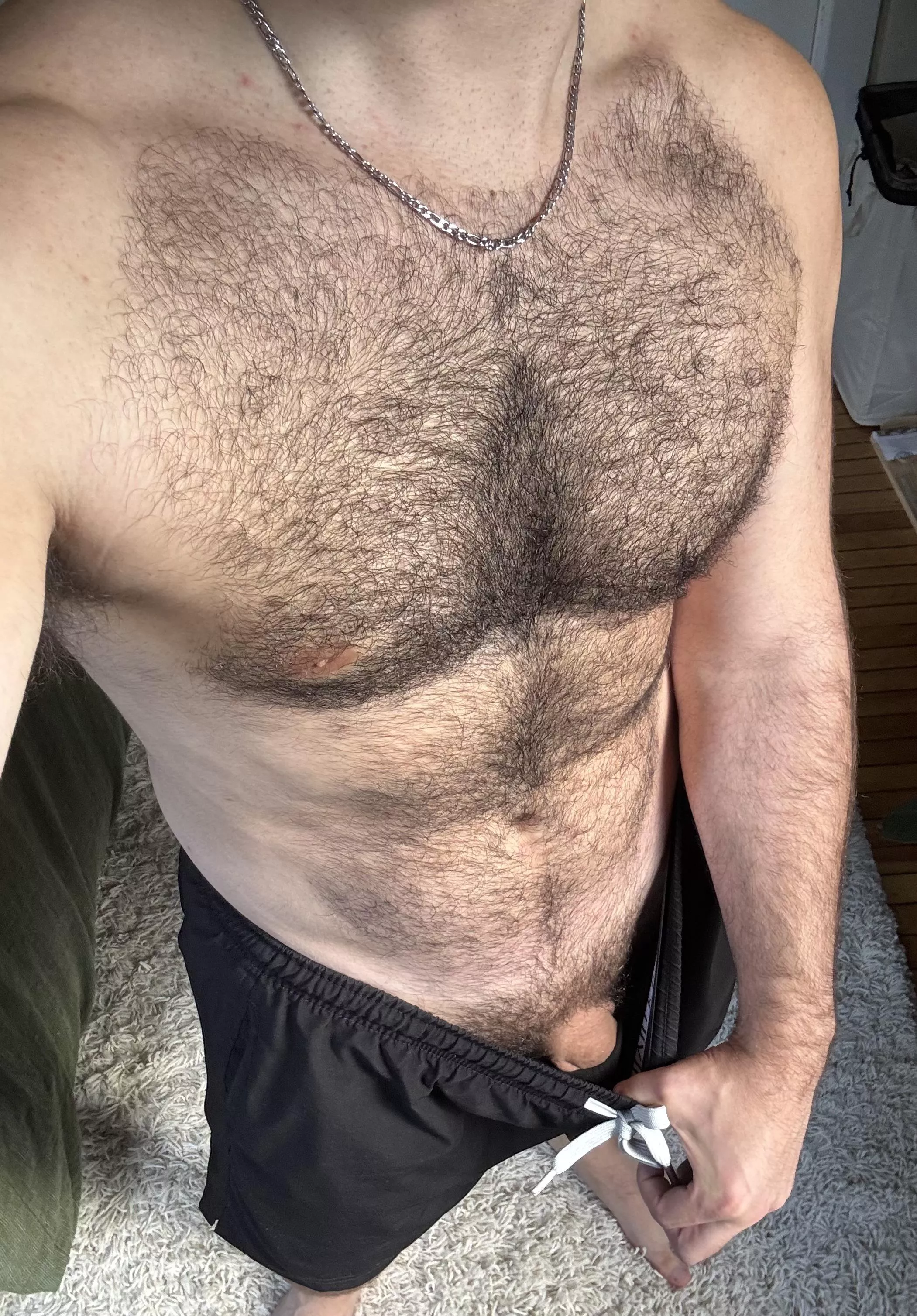 Hairy chest and a little peak