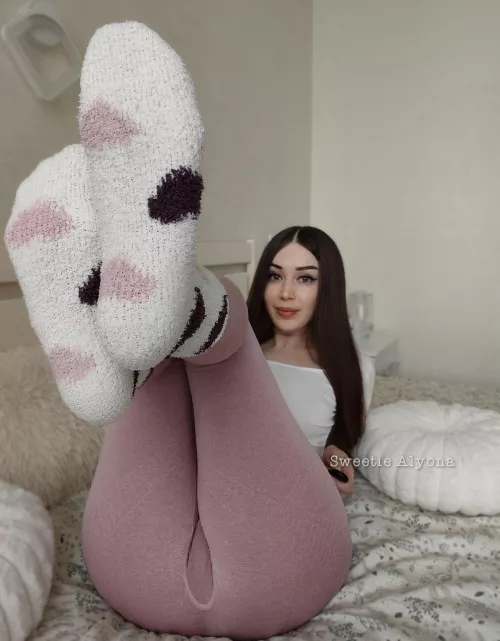 Leggings and fuzzy socks 