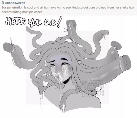 Medusa getting cum-brained (@sweetlicktreats)