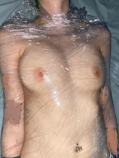 mummified in plastic wrap.. next stop whole head…