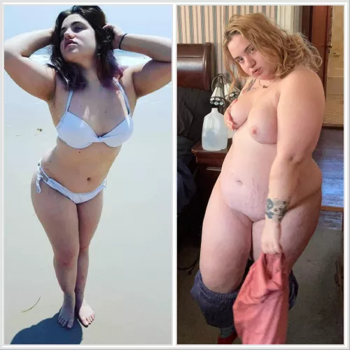 My girlfriend before and after gaining weight 🥵