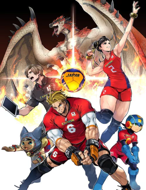 She looks so cute and serious at the same time (Official Art - Capcom x Vollyball Japan Association)