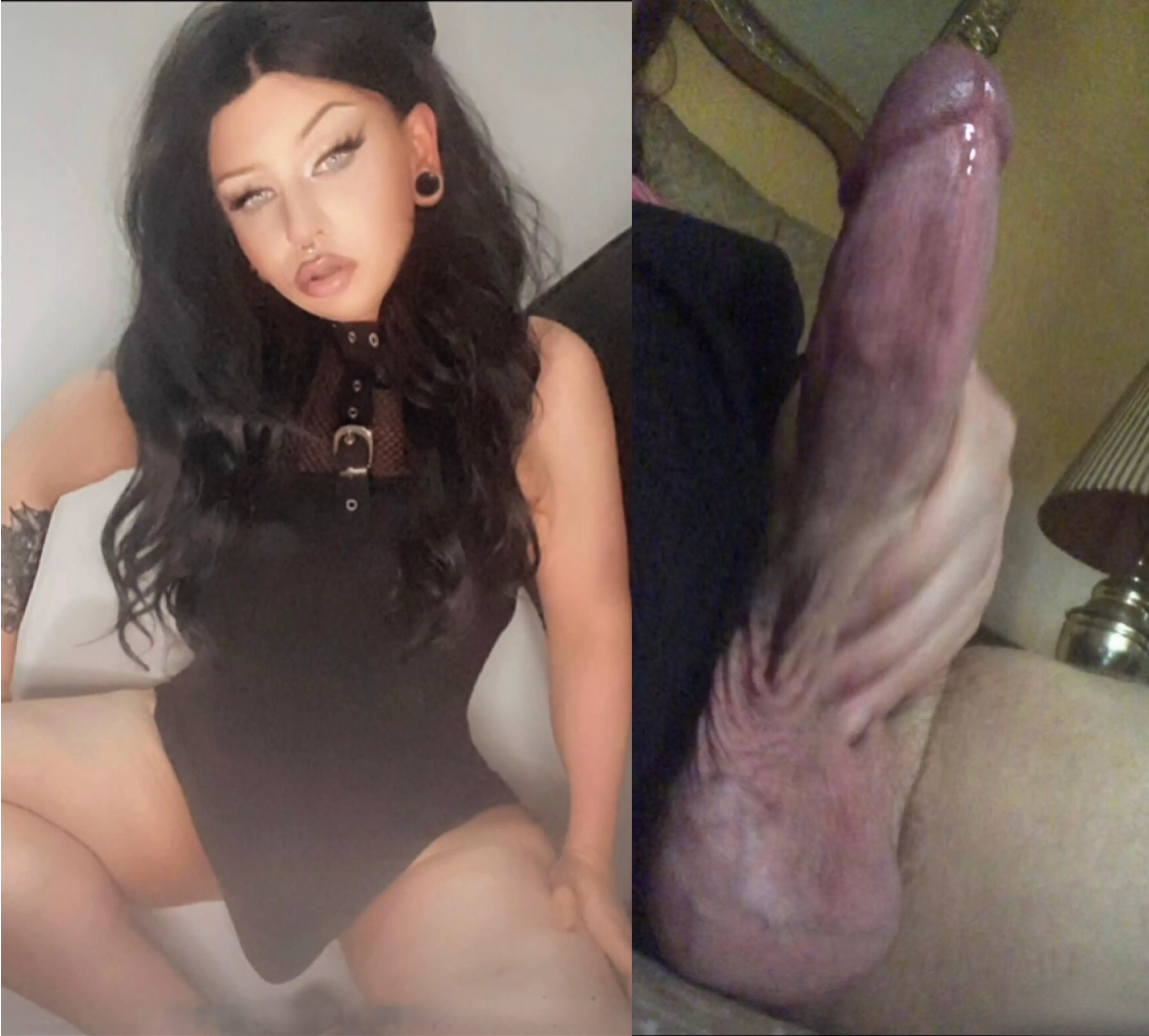 The girl bulge vs. what’s behind it. Wanna drain it? 🖤