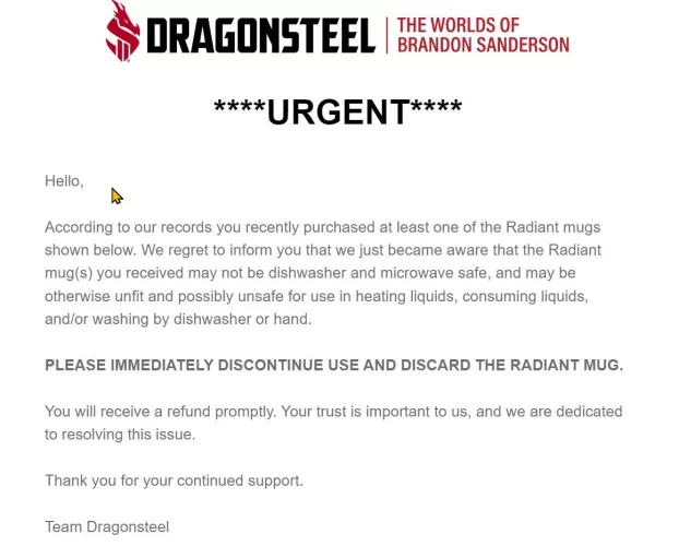 Your Sando mugs are unsafe to drink out of or wash! Please dispose of them and your funko pop collection asap!