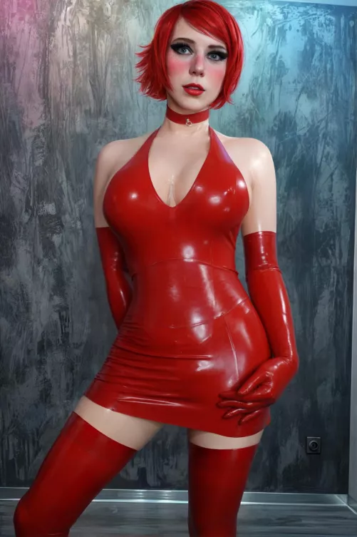 3 layers of latex ;) Dress over catsuit ;)