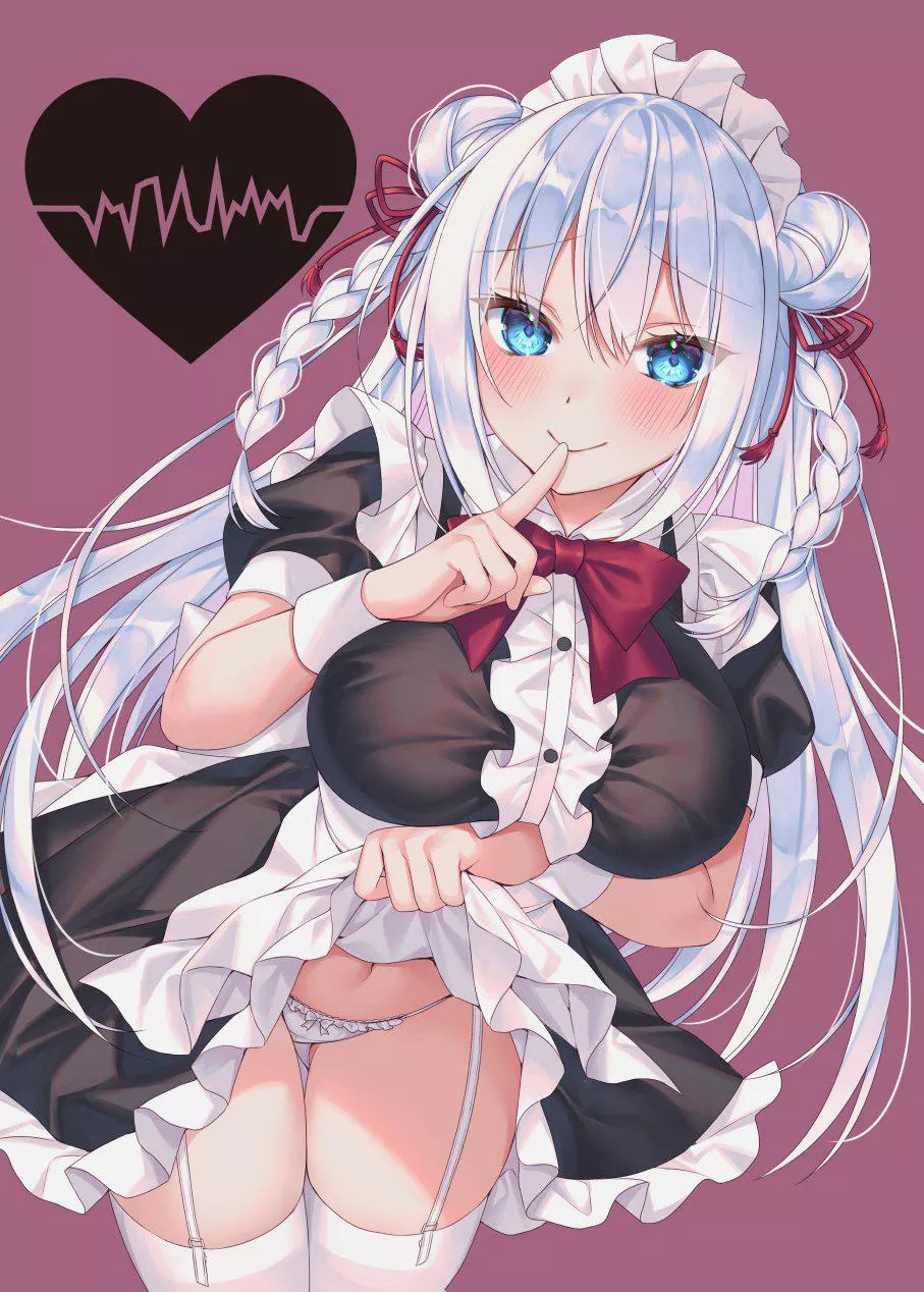Adorable maid showing her panties 
