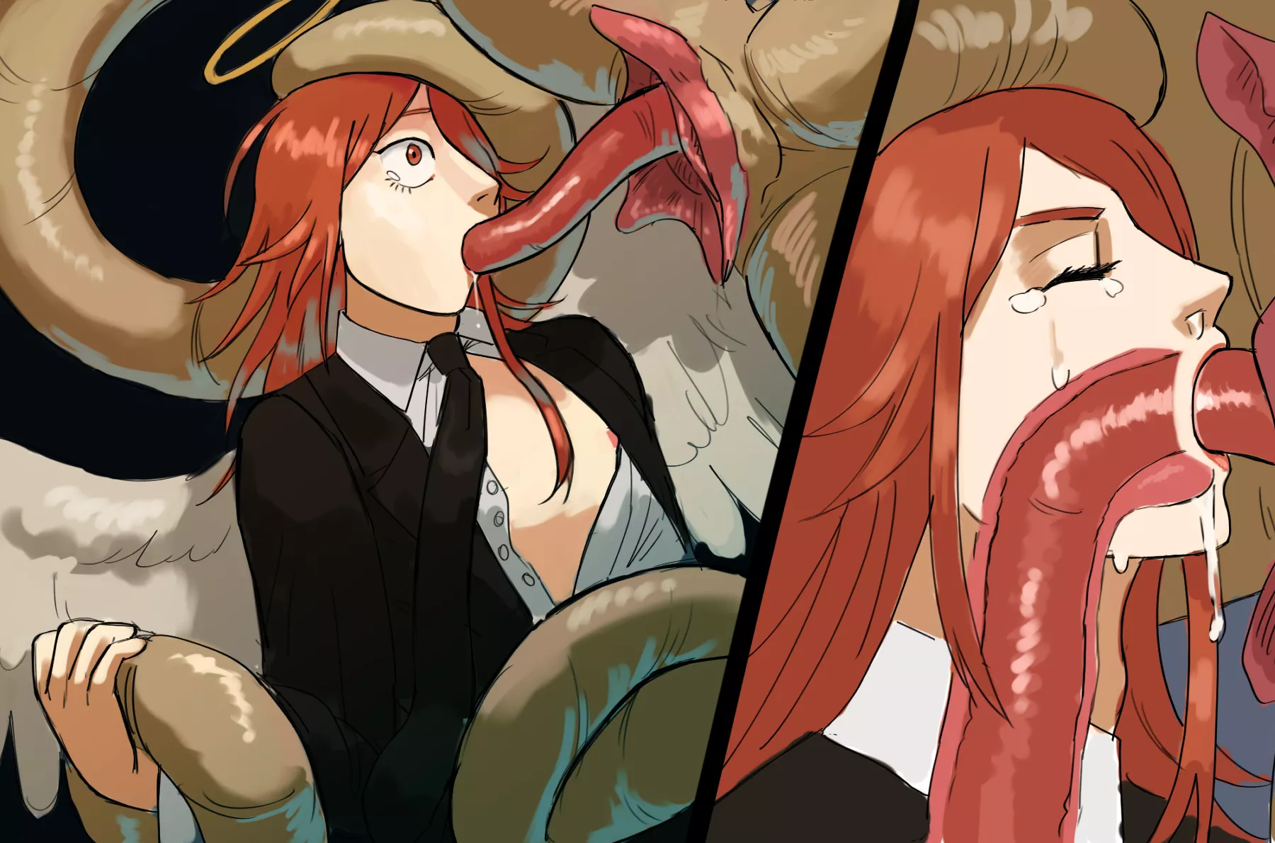 angel devil giant facehugger throatfuck request 