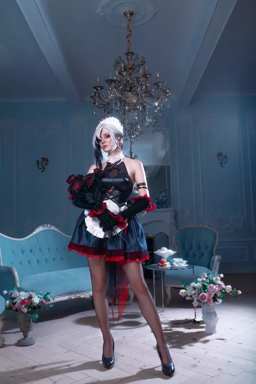 Arlecchino maid outfit cosplay by BellatrixAiden