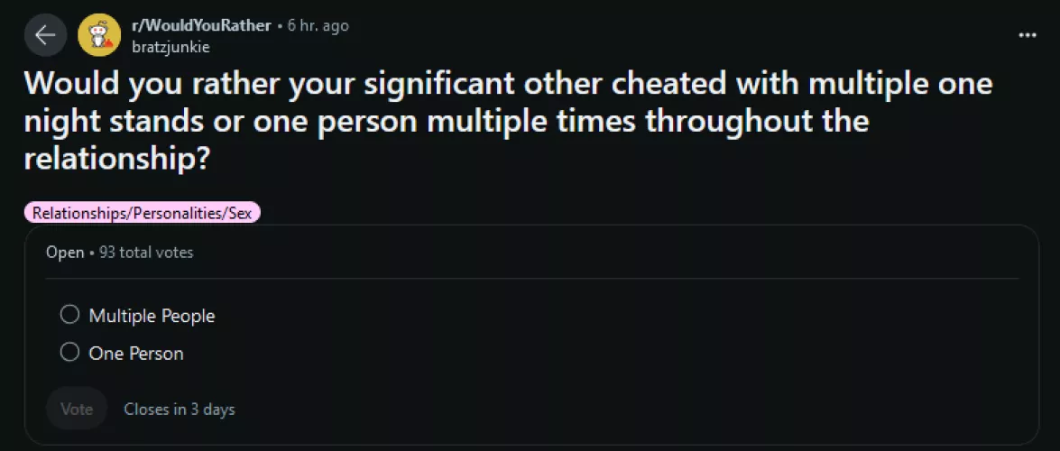 Between these two choices, what type turns you on the most when it comes to NTR stories?