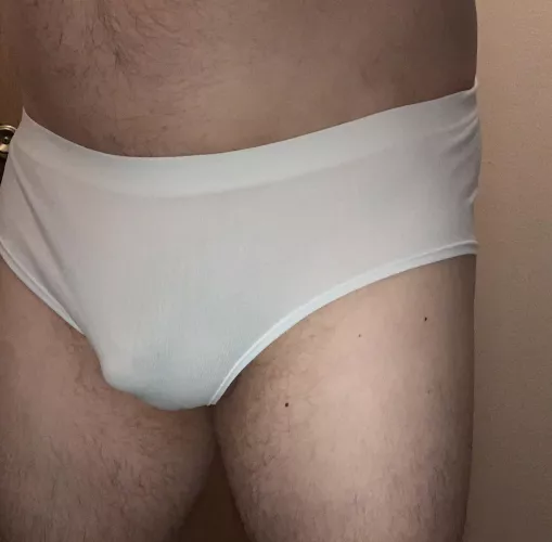 Boring white panty bulge