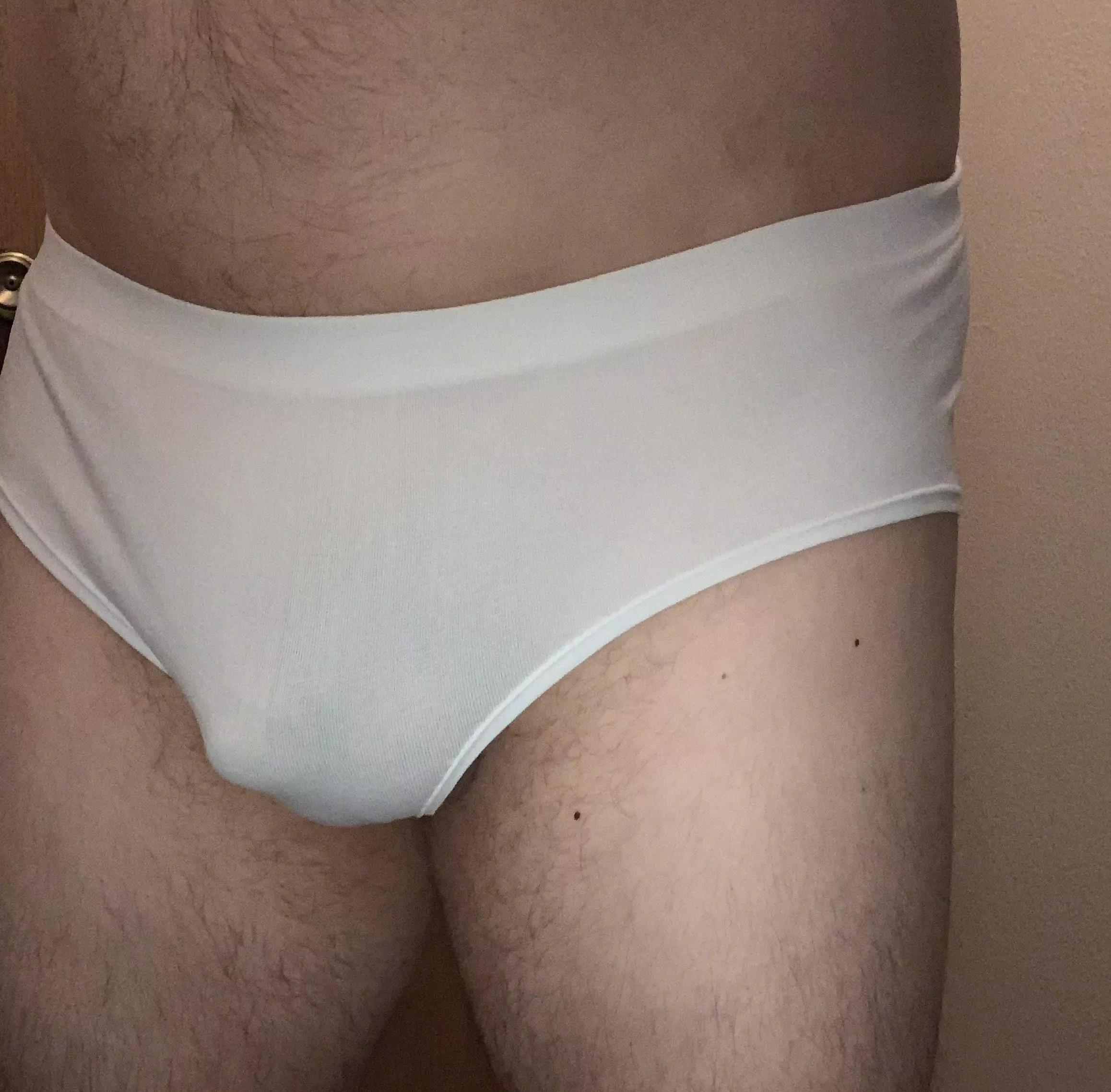 Boring white panty bulge