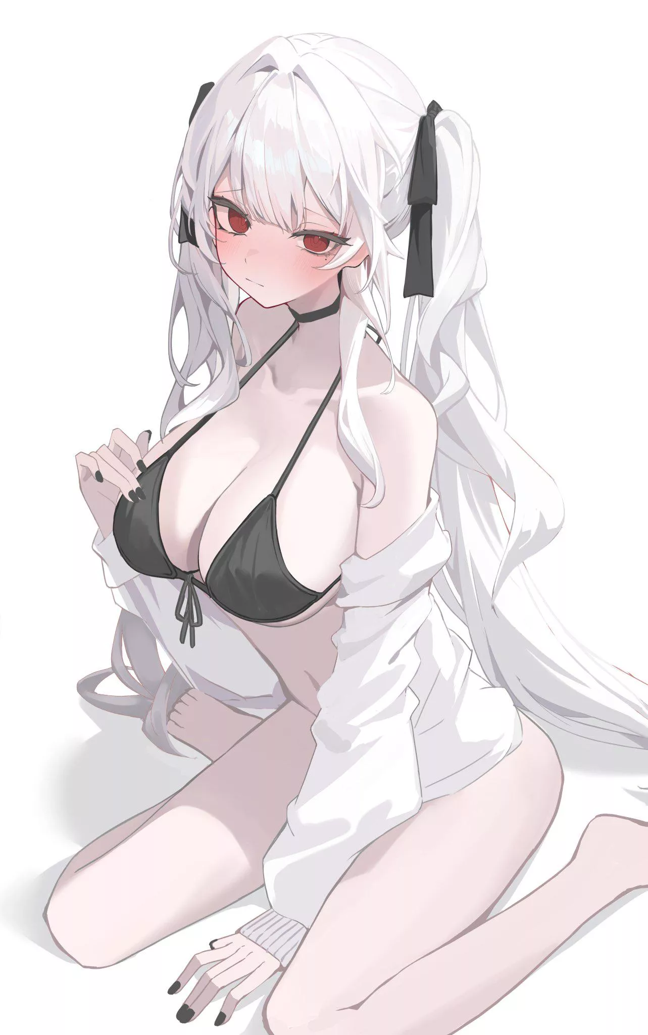 Feeling embarrassed wearing her swimsuit [Artist's OC]