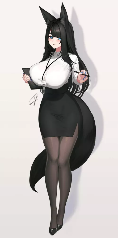 Fox Girl Office Lady (hayabusa/@vert_320) [Artist's OC]