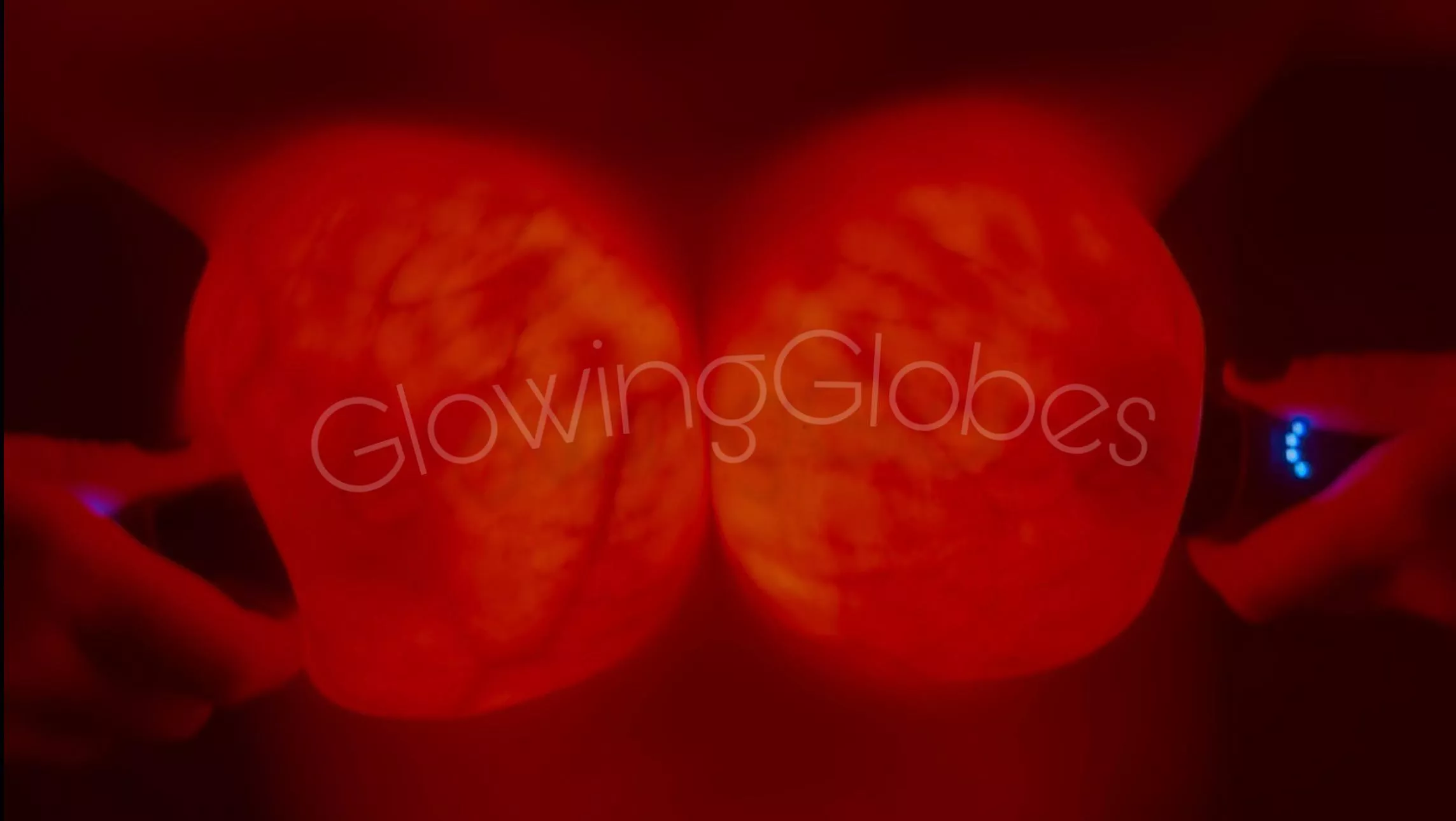 Glowing globes compressed together 