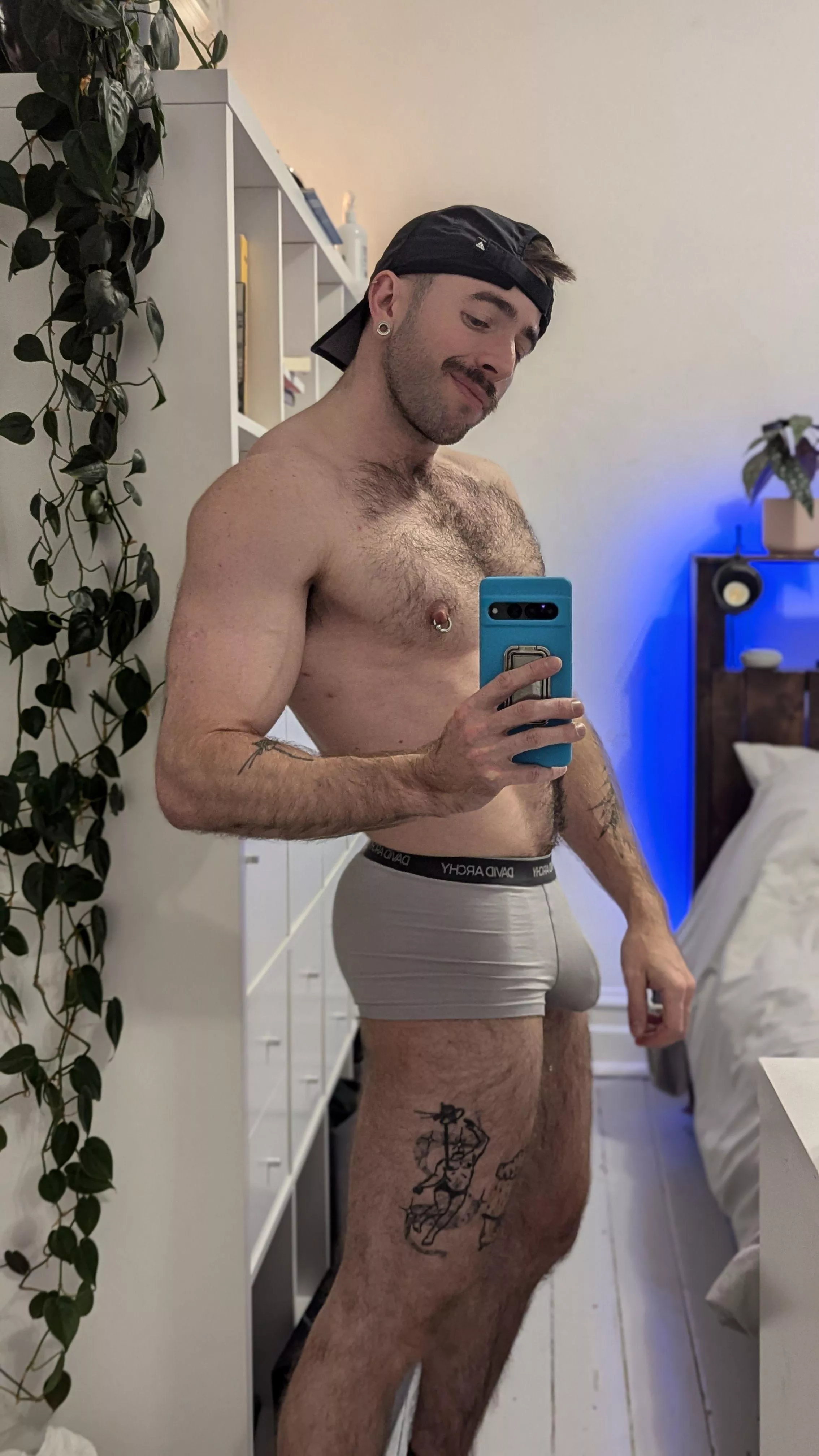Grey boxer briefs really live little to the imagination with this bulge