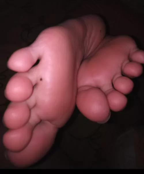 Imagine being tiny at my wife's feet. Would you run away or stay to clean up the mess I make on her soles? (Instagram:gts_luna_soles)