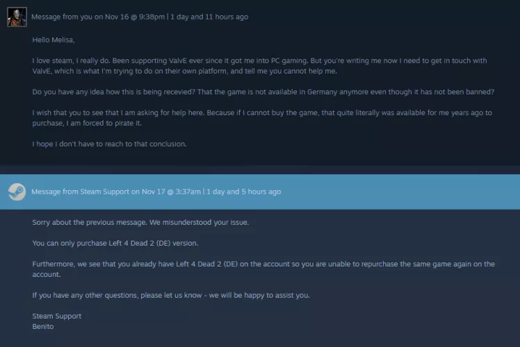 (L4D2 Uncensored Patch) Steam Support is very helpful