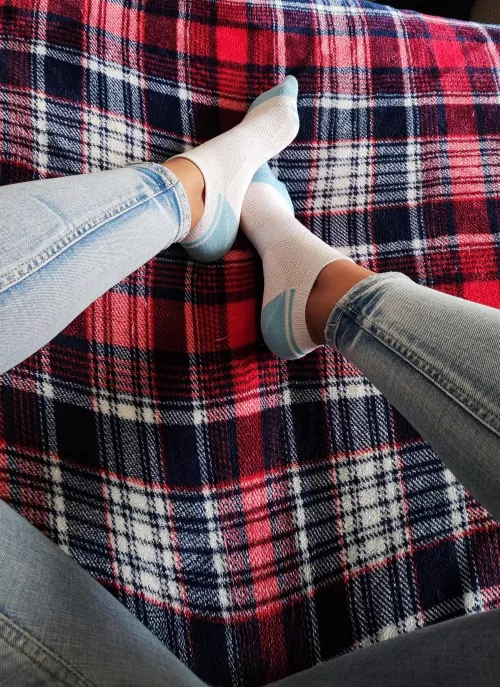 Nothing but a pair of socks… and a playful mood