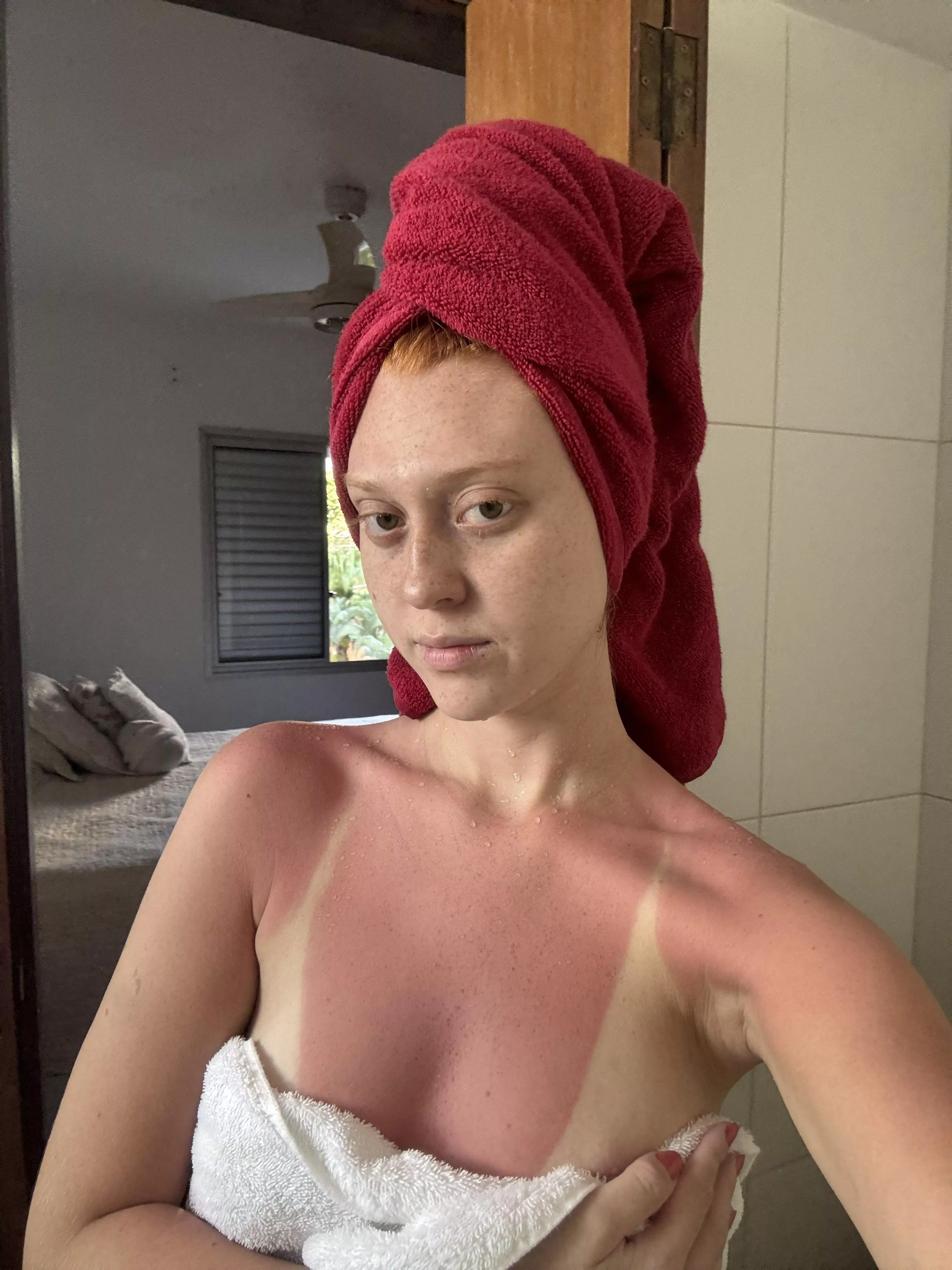 Post shower cleavage.