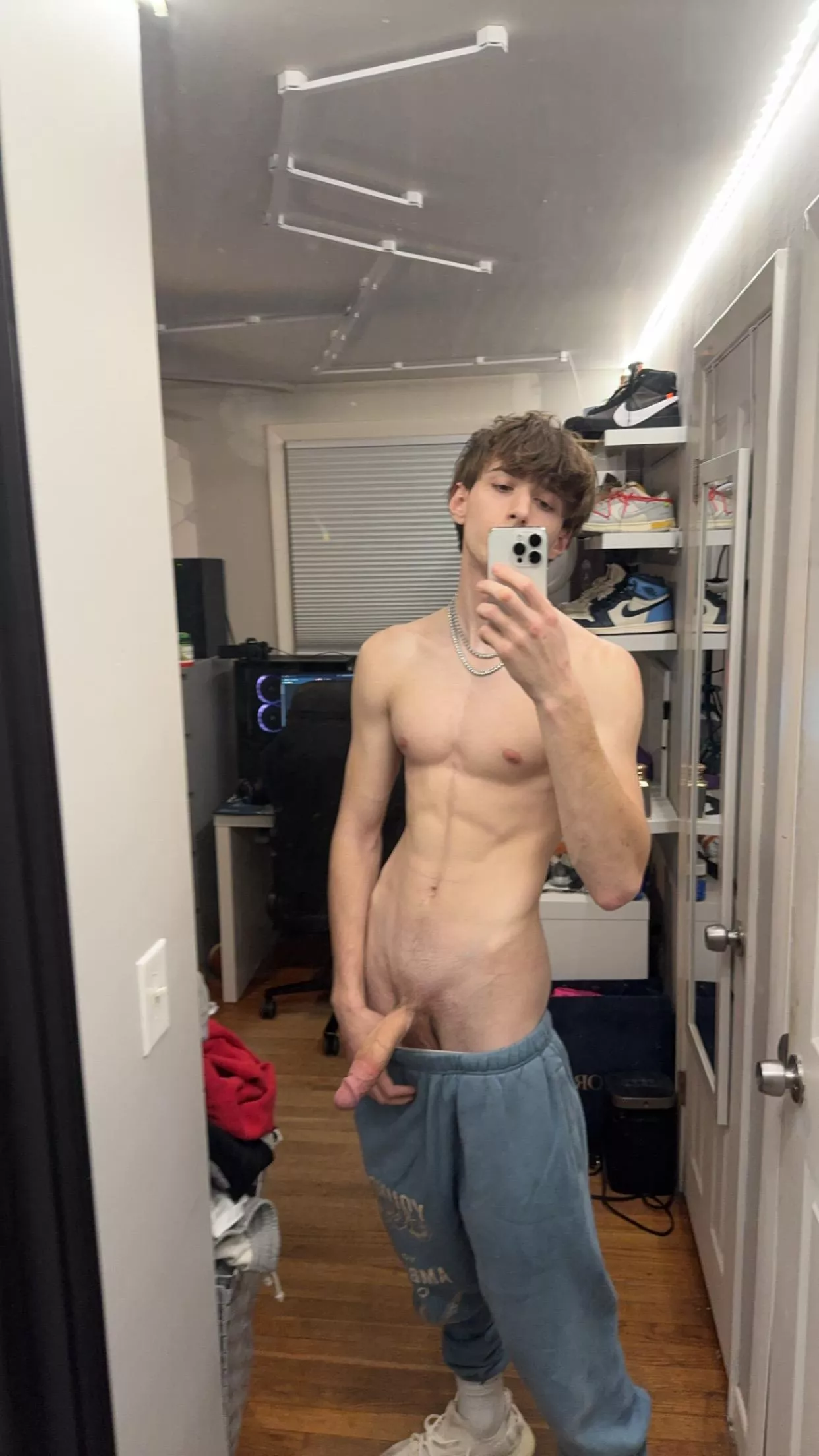 Your hot breath feels amazing against my skin.
