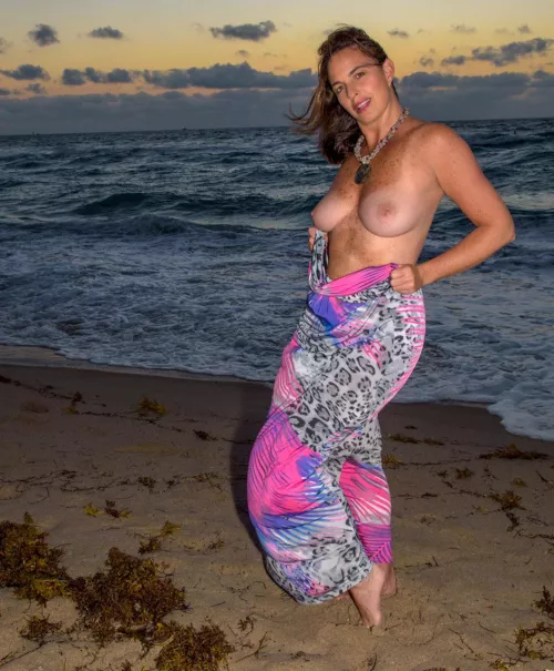 Braless at sunset!