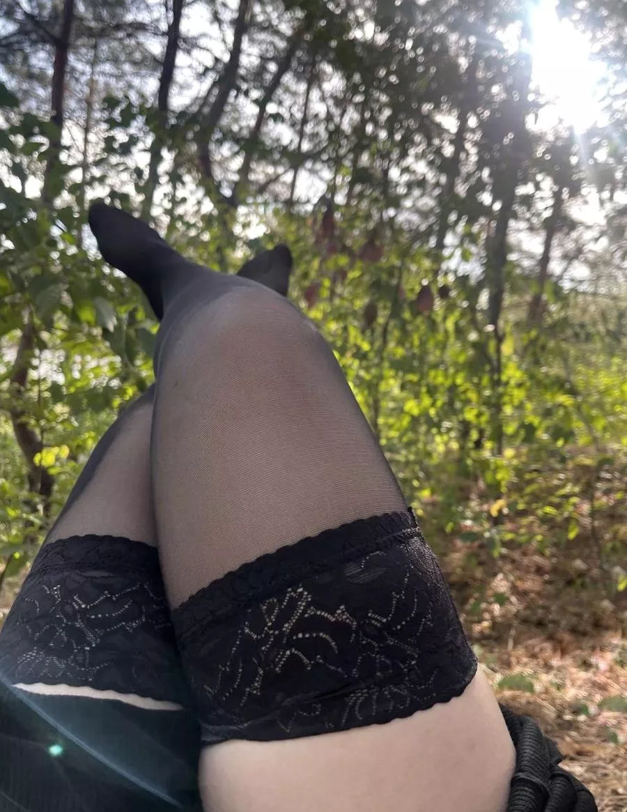 I adjust my stockings and wait, baby