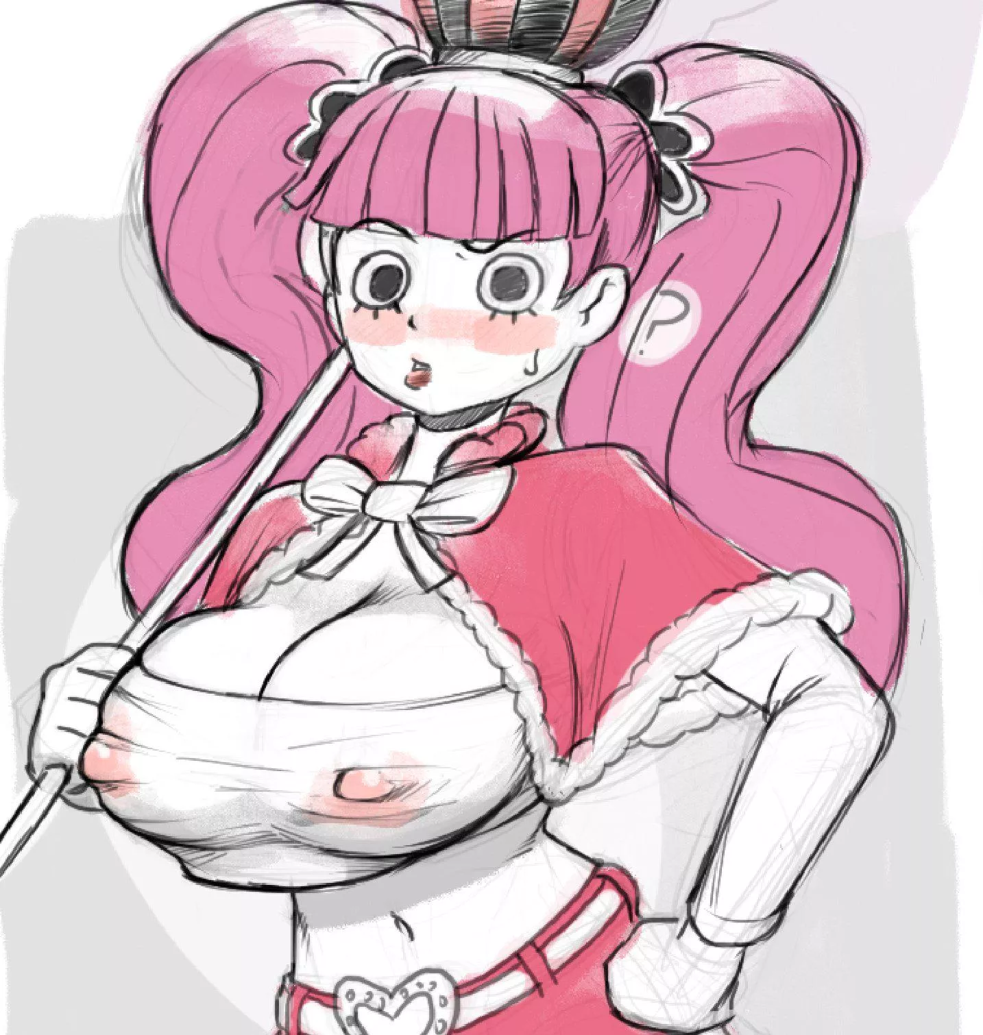Perona's nipples peeking out