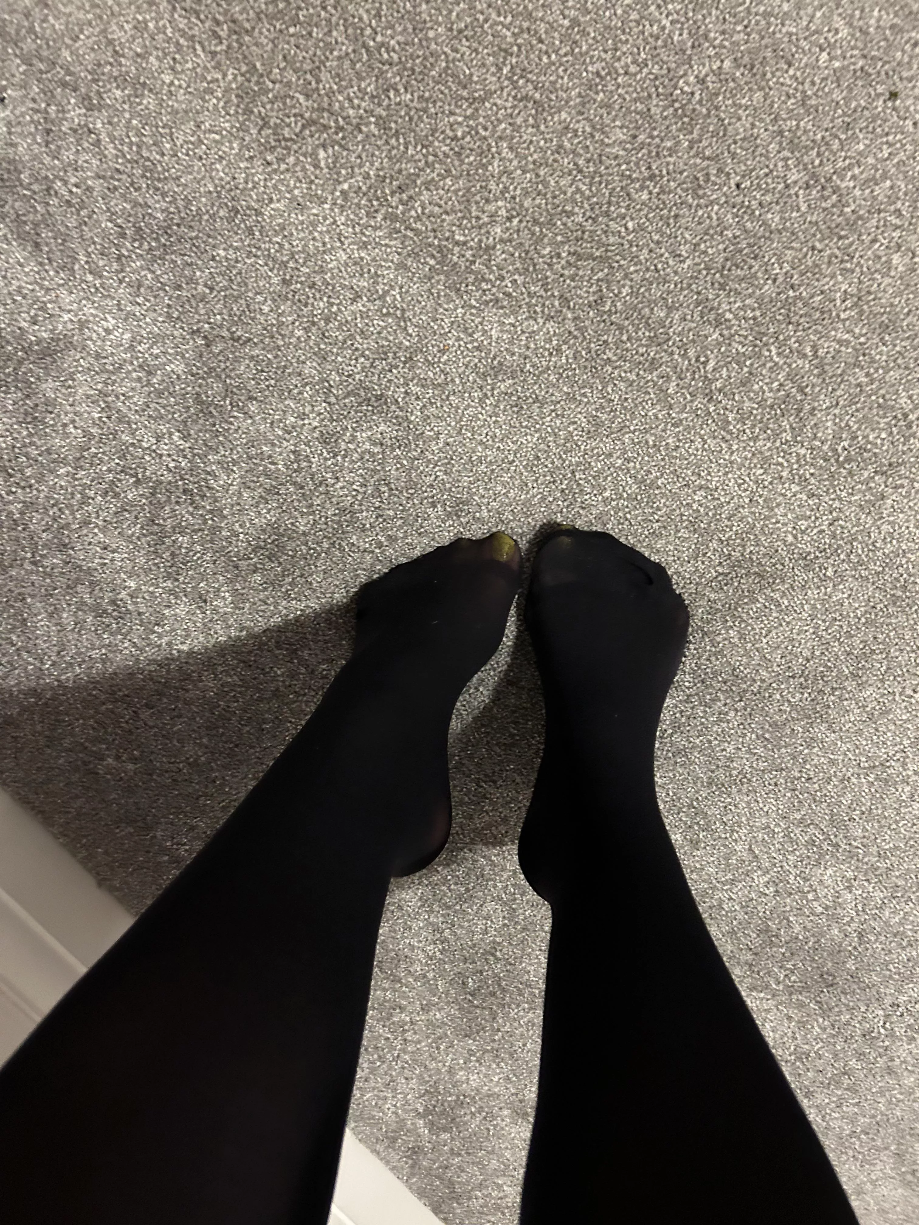 Ready to get these off after a long day at work. I love how you can see the yellow poking through!