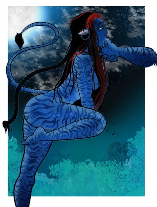 Redhead Na'vi sucking on a thumb (trishthiccarts)