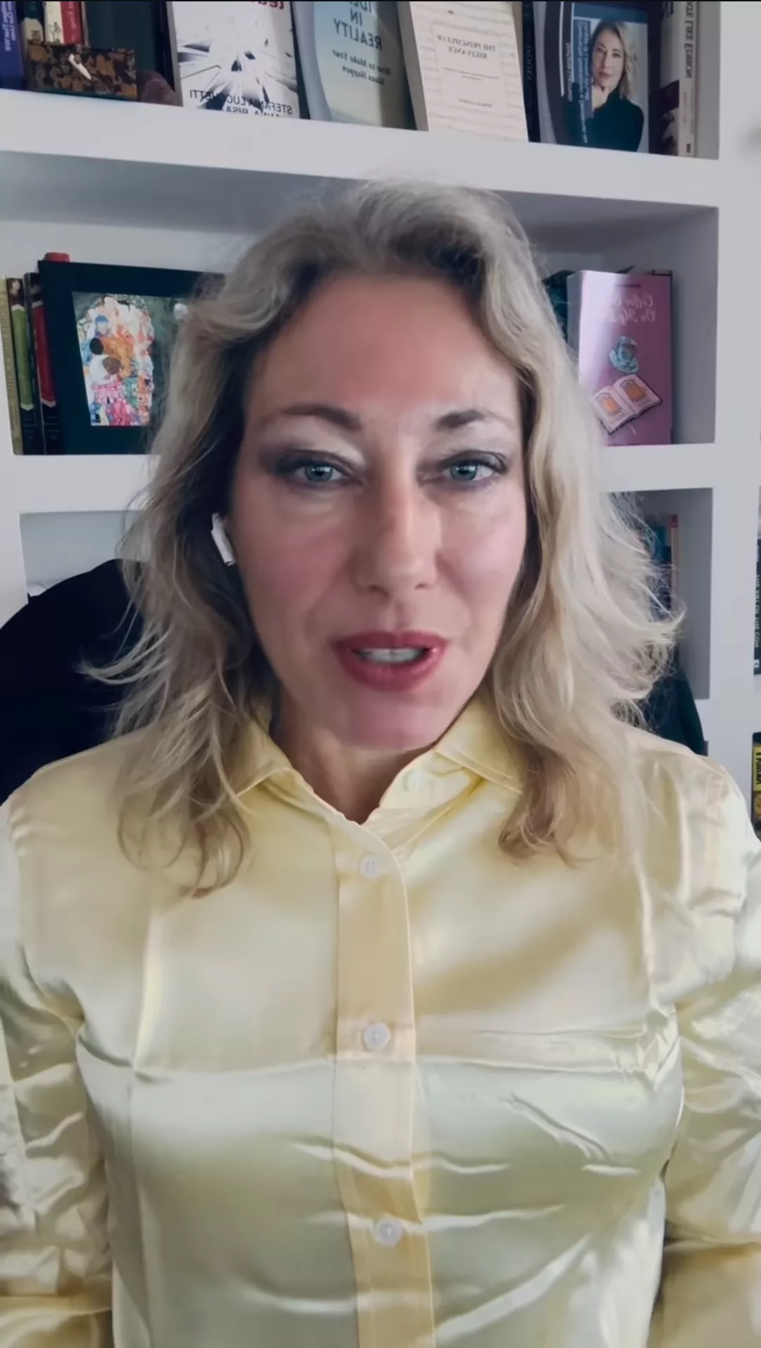 Sexy milf in satin blouse 