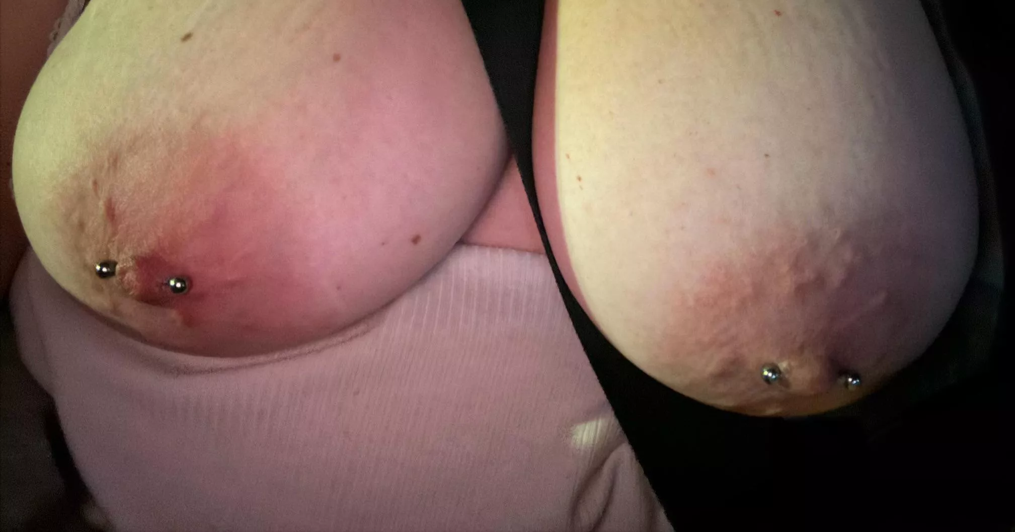  #sliverdollarnipples, #silver$nipples, #pierced, #hotwifw